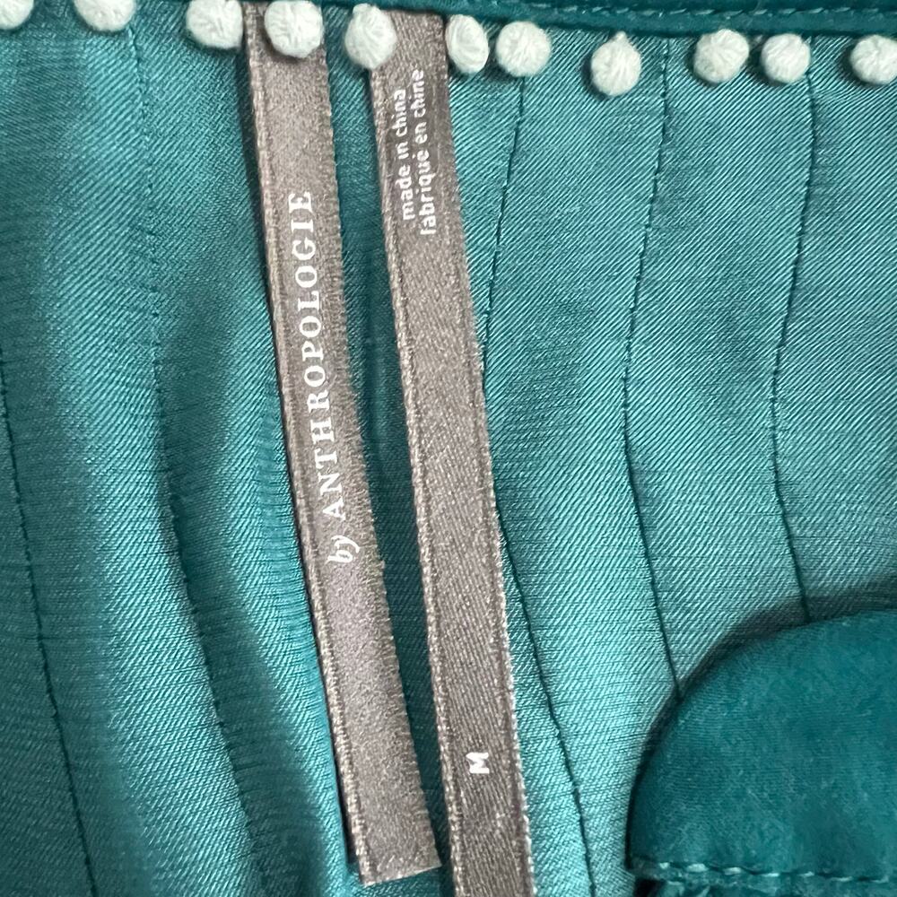 Anthropologie Long Sleeve Teal Pintuck Blouse Size Medium - Picture 6 of 7